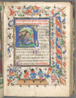 Book of Hours (Use of Utrecht): fol. 14r, Initial with The Nativity, c. 1460-1465. Master of
