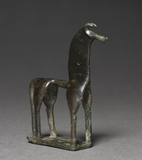 Statuette of a Horse, 750-700 BC. Greece, Corinth, 8th century BC. Bronze; overall: 11.5 x 10 x 2.6