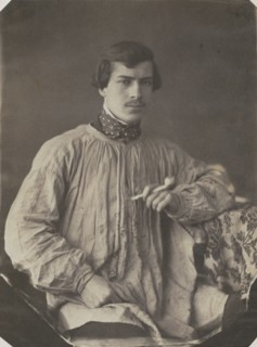 Artist (or Assistant) with Pipe, 1853-1857. Frank Chauvassaignes (French). Salt print from wet