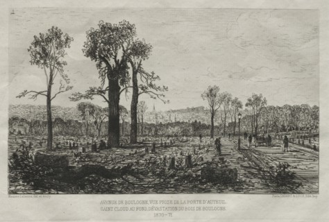 Souvenirs artistiques du Siége du Paris: Avenue de Boulogne, Vue Prise de la porte d'Auteuil, St.
