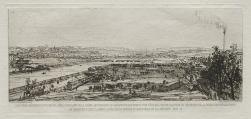Souvenir artistiques du Siège de Paris: Vue prise du viaduc du Pont-du-Jour, Panorama de la Seine,