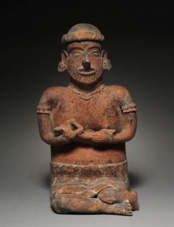 Pair of Seated Figures, 100 BC - 300 AD. Mexico, Nayarit, 1st century BC-4th century AD. Ceramic;