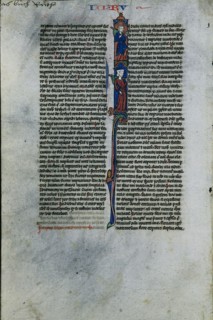 Initial I with Elimelech and Naomi: Leaf from a Latin Bible (1 of 2 Excised Leaves)