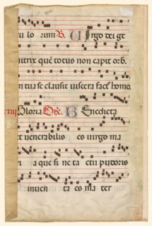 Leaf from a Gradual with Music (verso), c. 1420-1450. Northern Italy, 15th century. Ink, tempera,