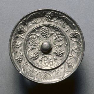Miniature Mirror with Grape Decoration, 7th century. China, Tang dynasty (618-907). Bronze;