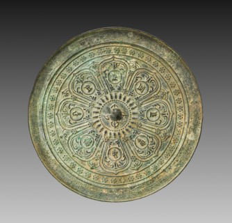 Mirror with Lotus and Mantra, 1271-1368. China, Yuan dynasty (1271-1368). Bronze; diameter: 22.3 cm