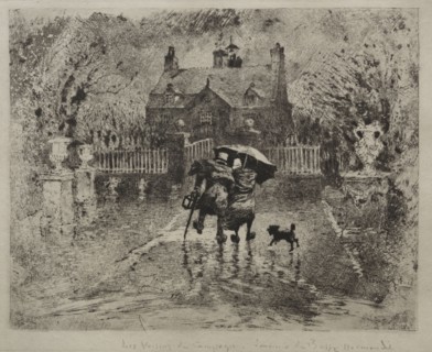 Country Neighbors, 1879-1880. Félix Hilaire Buhot (French, 1847-1898). Etching, drypoint and