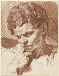 Head of Caracalla, c. 1768. Jean-Baptiste Greuze (French, 1725-1805). Red chalk on cream laid