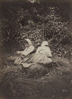 Two Peasant Girls Seated, 1870s. Auguste Giraudon's Artist (French). Albumen print from wet