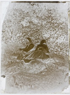 Two Peasant Girls Seated, 1870s. Auguste Giraudon's Artist (French). Glass negative; overall: 17.9