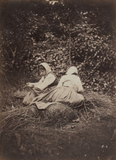 Two Peasant Girls Seated, 1870s. Auguste Giraudon's Artist (French). Glass negative and albumen