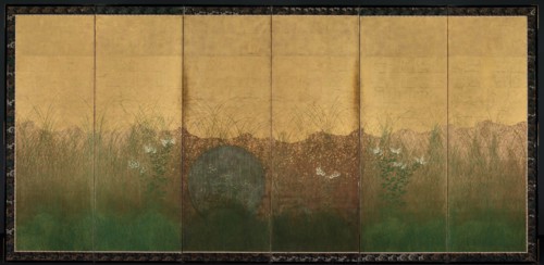 Autumn Evening with Full Moon on Musashino Plain, early 1600s. Japan, Edo period (1615-1868). One