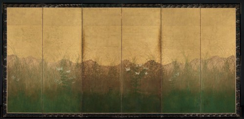 Autumn Evening with Full Moon on Musashino Plain, early 1600s. Japan, Edo period (1615-1868). Pair