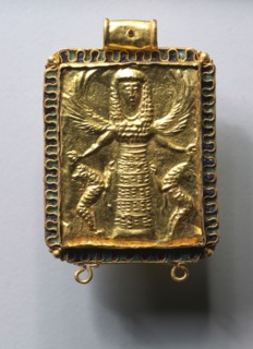 Daedalic Pendant with Potnia Theron (Mistress of the Animals), 650-600 BC. Eastern Greece, Rhodian,
