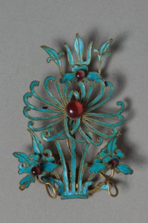Headdress Ornament, 1800s-1900s. China, Qing dynasty (1644-1911). Gilt copper-silver alloy