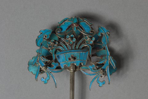 Headdress Ornament, 1800s-1900s. China, Qing dynasty (1644-1911). Gilt copper-silver alloy