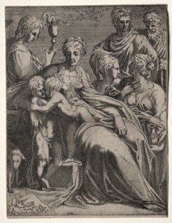 Sacred Conversation, 1540s. Léon Davent (French), after Parmigianino (Italian, 1503-1540). Etching;