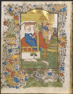 The Nativity: Leaf from a Book of Hours (3 of 6 Excised Leaves), c. 1420-1430. Or workshop Henri