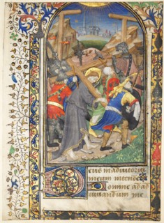 Leaf Excised from the Tarleton Hours:  Christ Carrying the Cross (Terce, Office of the Virgin), c.