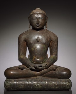 Jina (Tirthankara), 900s-1000s. India, Rajasthan, Medieval period. Bronze with silver inlay;