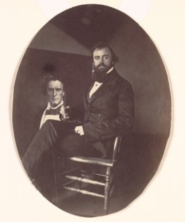John R. Johnston with Painting, late 1850s. John R. Johnston (American, 1820-1872). Salted paper