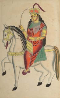 The Mutiny of the Heroine Rani Lakshmi Bai of Jhansi, 1800s. India, Calcutta, Kalighat painting,