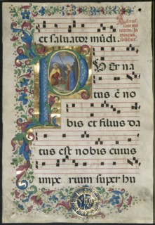 Leaf from a Gradual: Initial P with the Nativity, c. 1500. And workshop Attavante degli Attavanti