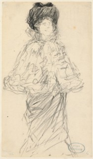 Standing Woman, c. 1900. Charles Paul Renouard (French, 1845-1924). Black crayon; sheet: 20.8 x 12