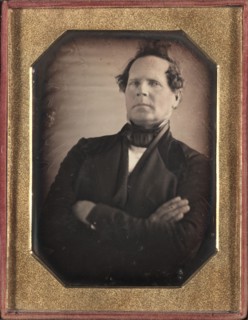Portrait of Man Leaning Away from Camera, late 1840s. Unidentified Photographer. Daguerreotype,