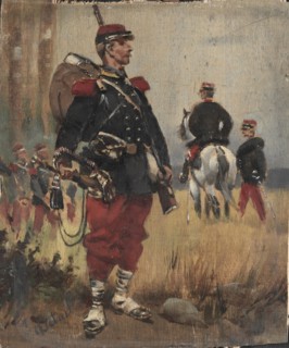 Soldiers, c. 1892. Édouard Detaille (French, 1848-1912). Oil on panel; unframed: 20.7 x 17.2 cm (8