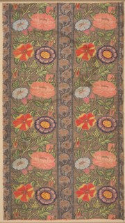 Floral striped silk on a golden ground, 1600-1650. Iran, Safavid Period. Samite: silk, gilt- and