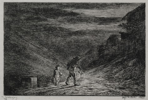 The Boat Trip:  The Search for an Inn, 1861. Charles François Daubigny (French, 1817-1878). Wove