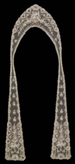 Fichu, c. 1875-1880. France or Belgium, 19th century. Composite lace. Machine-made netting