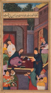 Jesus writes on the ground, from a Mirror of Holiness (Mir’at al-quds) of Father Jerome Xavier,