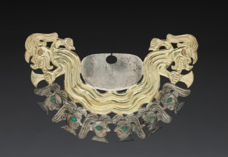 Nose Ornament with Decapitators and Human Heads, c. 100-300. Peru, North Coast, Moche culture