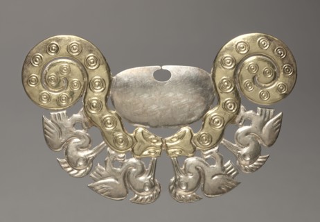 Nose Ornament with Serpents and Long-necked Birds, c. 100-300. Peru, North Coast, Moche culture