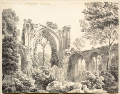 Inside the East End of Nettley Abbey, 1794. Michel Angelo Rooker (British, 1746-1801). Gray wash
