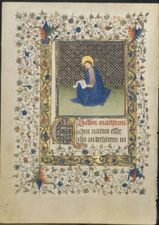Leaf from a Book of Hours: St. Matthew, c. 1415-20. Follower of Limbourg Brothers (Netherlandish).
