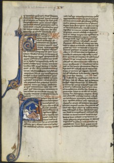 Leaf from a Latin Bible: Initial A and Initial A: Judith Beheading Holofernes, c. 1230-1240. Circle