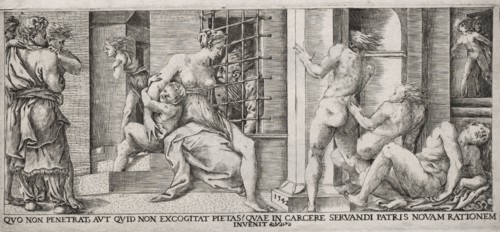 After a Relief in Fountainbleau Palace, Gallery of Francis I: Roman Charity, 1500s. France, 16th