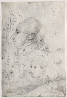 Studies of Heads (verso), c. 1820s(?). Thomas Monro (British, 1759-1833). Black chalk; sheet: 15.6