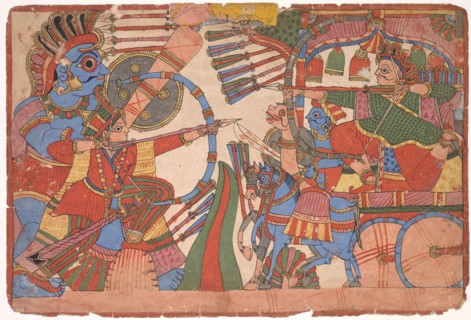 Illustration to the Mahabharata, c. 1800. India, Maharashtra, Paithan school, c. 1800. Ink and