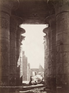 Thebes, Temple of the Ramesseum, Interior of the Hypostyle Hall, 1870s. Henri Béchard (French).