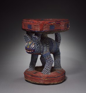 Leopard Caryatid Stool, possibly 1800s. Equatorial Africa, Cameroon, Bandjoun kingdom, Bamileke,