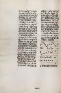 Missale: Fol. 128v: contains music for "Hely Hely Lama etc." within St. Mattion Passion, 1469.