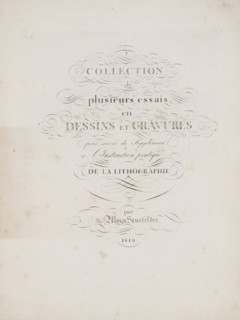 Art of the Lithograph: Title Page, Plate I, 1819. Alois Senefelder (German, 1771-1834). Lithograph;