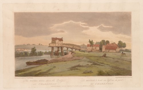 A Selection of Twenty of the Most Picturesque Views in Paris: The Water Mill above the Bridge at