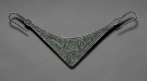 Woman's Belt Hanger (Zone), c. 725-675 BC. Greece, Geometric period (900- 700 BC). Bronze; overall: