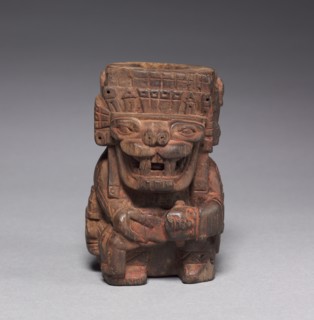 Sacrificer Container, 769-887 . Central Andes, Wari style (600-1000). Wood and cinnabar; overall: