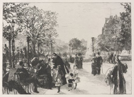 Tuileries Gardens. Léon Augustin Lhermitte (French, 1844-1925). Etching; sheet: 26.1 x 36.3 cm (10